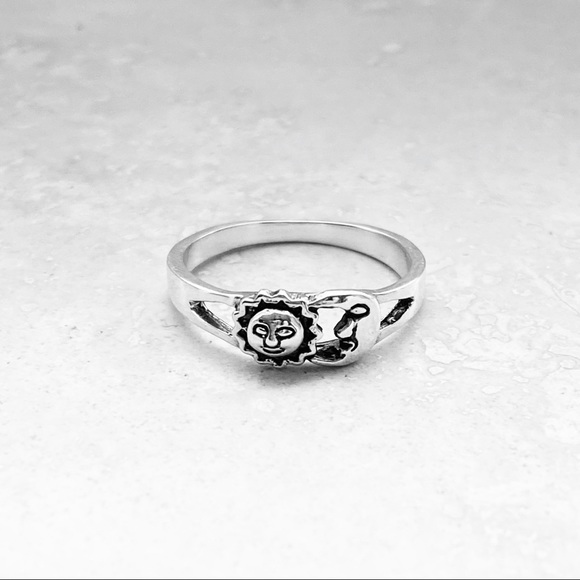Sterling silver sun and moon ring, sun ring, moon ring, silver sun and moon ring - Picture 3 of 10